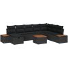 9-delars trädgårdsmöbelset med kuddar i svart poly-rattan vidaXL 55 x 55 x 37 cm – miniatyr 2
