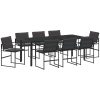 9-delars trädgårdsmöbelset med kuddar i svart textilene och stål vidaXL 200 x 80 x 73 cm – miniatyr 2