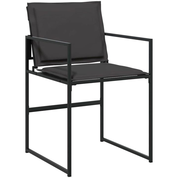 9-delars trädgårdsmöbelset med kuddar i svart textilene och stål vidaXL 200 x 80 x 73 cm – bild 6