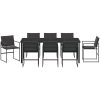 9-delars trädgårdsmöbelset med kuddar i svart textilene och stål vidaXL 200 x 80 x 73 cm – miniatyr 7