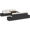 9-delars trädgårdsmöbelset med kuddar - svart poly rattan och akacia vidaXL 100 x 55 x 73 cm – miniatyr 2