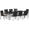 9-delars trädgårdsmöbelset Svart Textilene och Stål vidaXL 55x200x61.5 - 90 cm – miniatyr 3