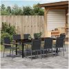 9-delars trädgårdsmöbelset Svart Textilene och Stål vidaXL 55x200x61.5 - 90 cm – miniatyr 4