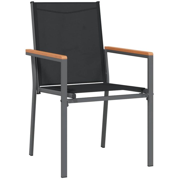 9-delars trädgårdsmöbelset Svart Textilene och Stål vidaXL 55x200x61.5 - 90 cm – bild 6