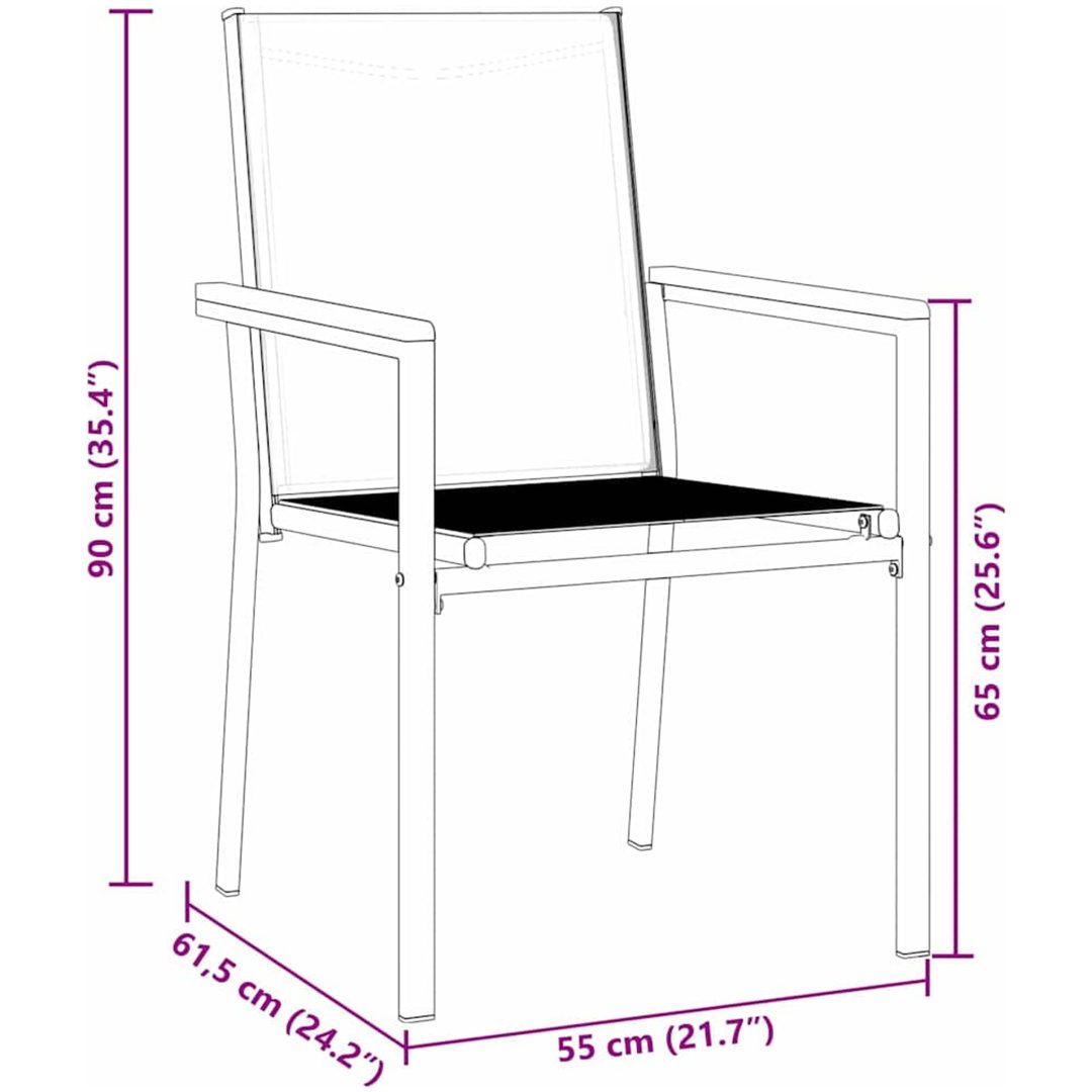 9-delars trädgårdsmöbelset Svart Textilene och Stål vidaXL 55x200x61.5 - 90 cm – bild 9
