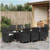 9-delars trädgårdsmöblemang set med kuddar, svart poly rattan vidaXL 200 x 80 x 73 cm – miniatyr 4