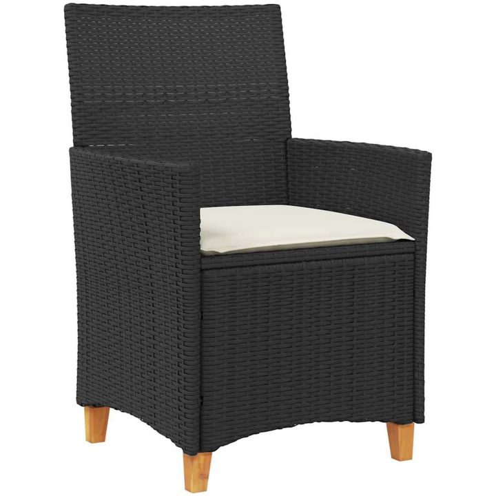 9-delars trädgårdsmöblemang set med kuddar, svart poly rattan vidaXL 200 x 80 x 73 cm – bild 6