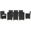9-delars trädgårdsmöblemang set med kuddar, svart poly rattan vidaXL 200 x 80 x 73 cm – miniatyr 7