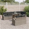 9-delars trädgårdsmöbler med kuddar, grå poly rattan vidaXL 100 x 55 x 73 cm – miniatyr 3