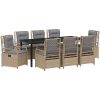 9 Delars Trädgårdsmöbler Set Beige Poly Rattan vidaXL 200 x 80 x 73 cm – miniatyr 2