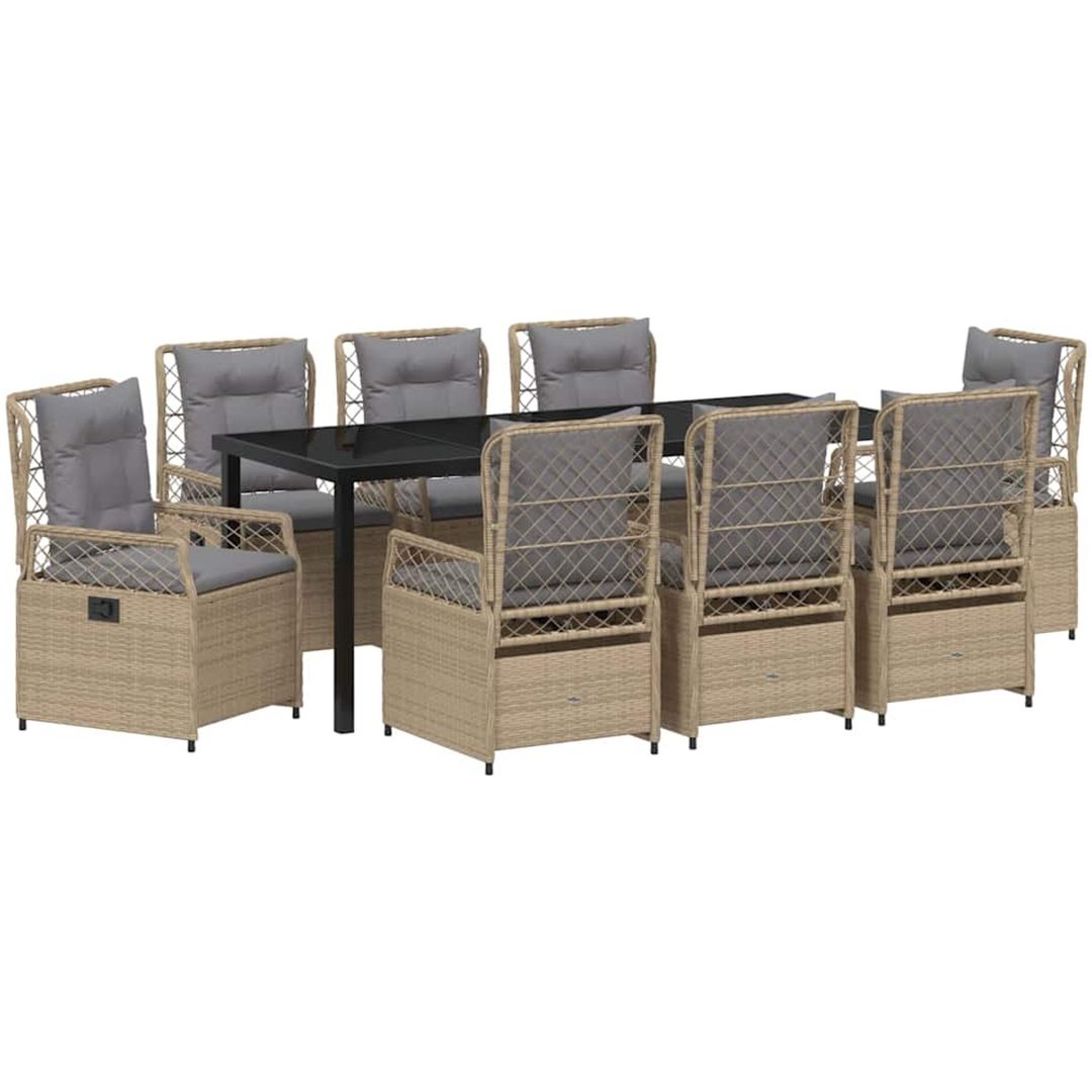9 Delars Trädgårdsmöbler Set Beige Poly Rattan vidaXL 200 x 80 x 73 cm – bild 2