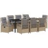 9 Delars Trädgårdsmöbler Set Beige Poly Rattan vidaXL 200 x 80 x 73 cm – miniatyr 3