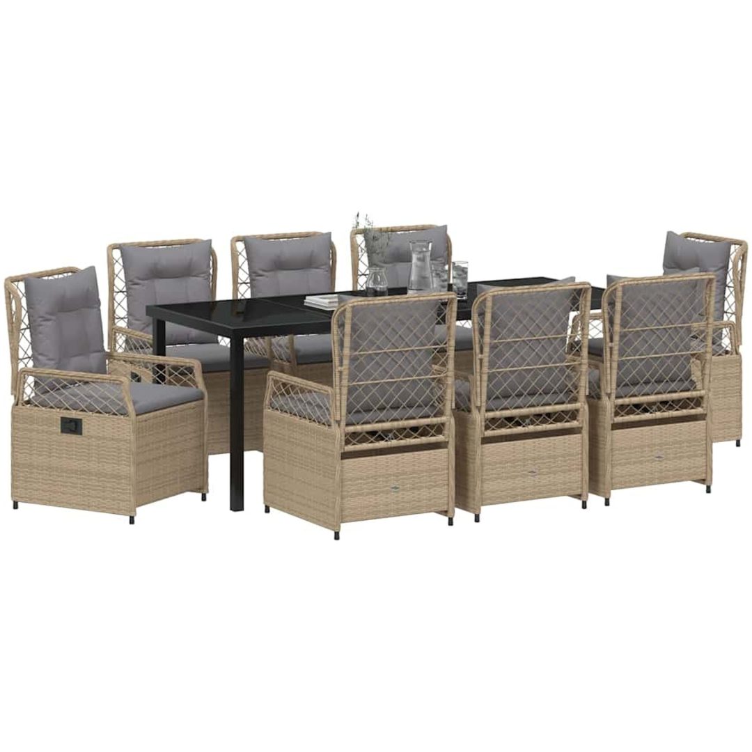 9 Delars Trädgårdsmöbler Set Beige Poly Rattan vidaXL 200 x 80 x 73 cm – bild 3