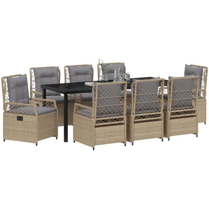 9 Delars Trädgårdsmöbler Set Beige Poly Rattan vidaXL 200 x 80 x 73 cm – bild 3