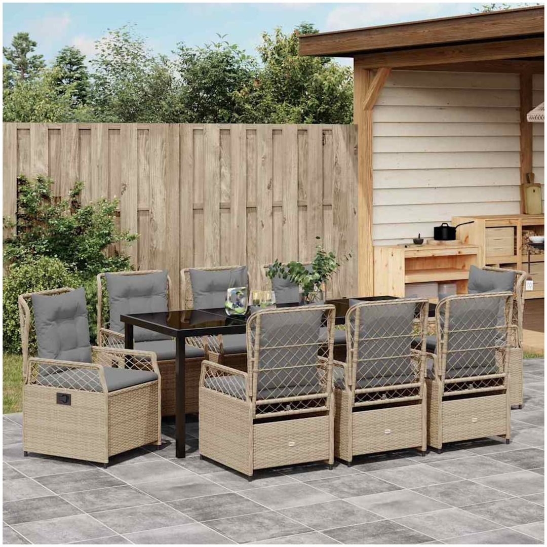 9 Delars Trädgårdsmöbler Set Beige Poly Rattan vidaXL 200 x 80 x 73 cm – bild 4