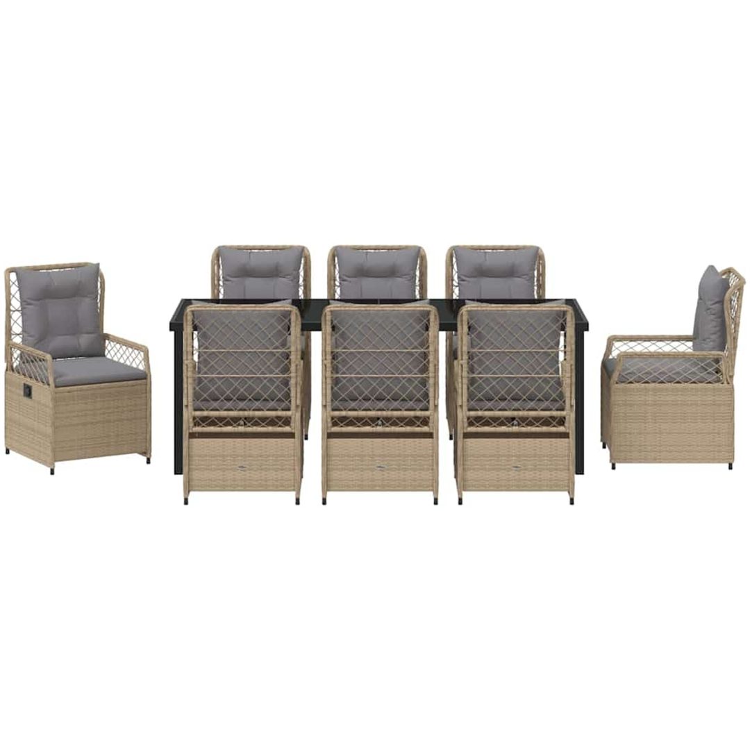 9 Delars Trädgårdsmöbler Set Beige Poly Rattan vidaXL 200 x 80 x 73 cm – bild 6
