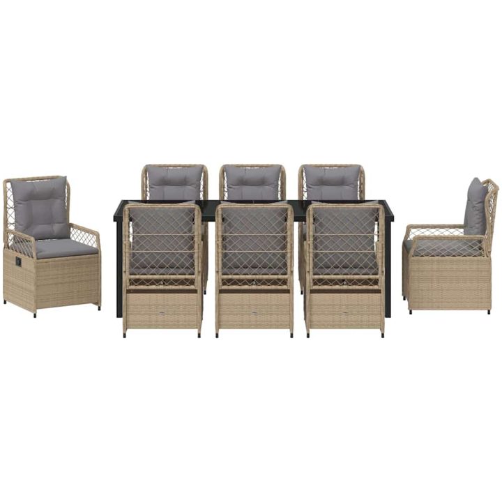 9 Delars Trädgårdsmöbler Set Beige Poly Rattan vidaXL 200 x 80 x 73 cm – bild 6