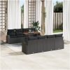 9-delars trädgårdsnattset med kuddar Svart Poly Rattan Akacia vidaXL 100 x 55 x 73 cm – miniatyr 1