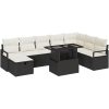 9-delars trädgårdsofa-set med dynor svart poly rotting vidaXL Stor – miniatyr 2