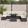 9-delars trädgårdsofa-set med dynor svart poly rotting vidaXL Stor – miniatyr 3