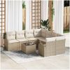 9-delars trädgårdsofa set med kuddar Beige poly rattan vidaXL Stor – miniatyr 1