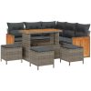 9-delars trädgårdsofa-set med kuddar Grå Poly Rattan Akacia vidaXL Stor – miniatyr 2