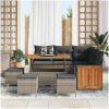 9-delars trädgårdsofa-set med kuddar Grå Poly Rattan Akacia vidaXL Stor – miniatyr 3