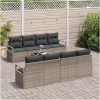 9 Delars Trädgårdsofa Set med Kuddar Grå Poly Rattan vidaXL Stor – miniatyr 3