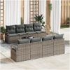 9 Delars Trädgårdsofa Set med Kuddar Grå Poly Rattan vidaXL Stor – miniatyr 1
