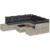 9-delars trädgårdsofa set med kuddar Ljusgrå Polyrotting vidaXL 55 x 55 x 37 cm – miniatyr 2