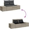 9-delars trädgårdsofa set med kuddar Ljusgrå Polyrotting vidaXL 55 x 55 x 37 cm – miniatyr 10