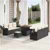 9 Delars Trädgårdsofa Set med Kuddar Svart Poly Rattan Akacia vidaXL Stor – miniatyr 1