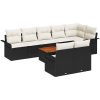 9 Delars Trädgårdsofa Set med Kuddar Svart Poly-Rotting Akacia vidaXL 55 x 55 x 37 cm – miniatyr 2