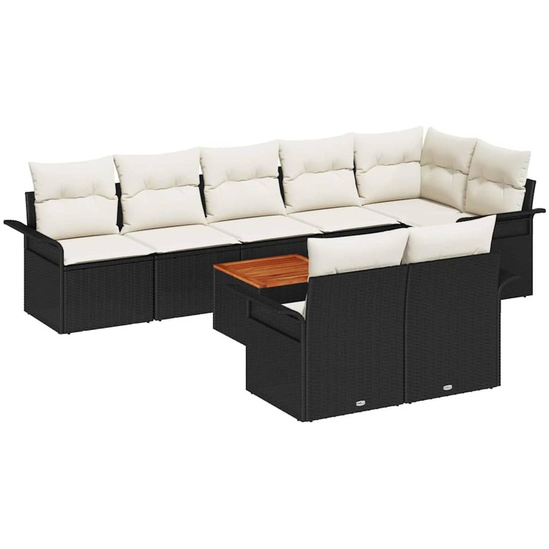 9 Delars Trädgårdsofa Set med Kuddar Svart Poly-Rotting Akacia vidaXL 55 x 55 x 37 cm – bild 2