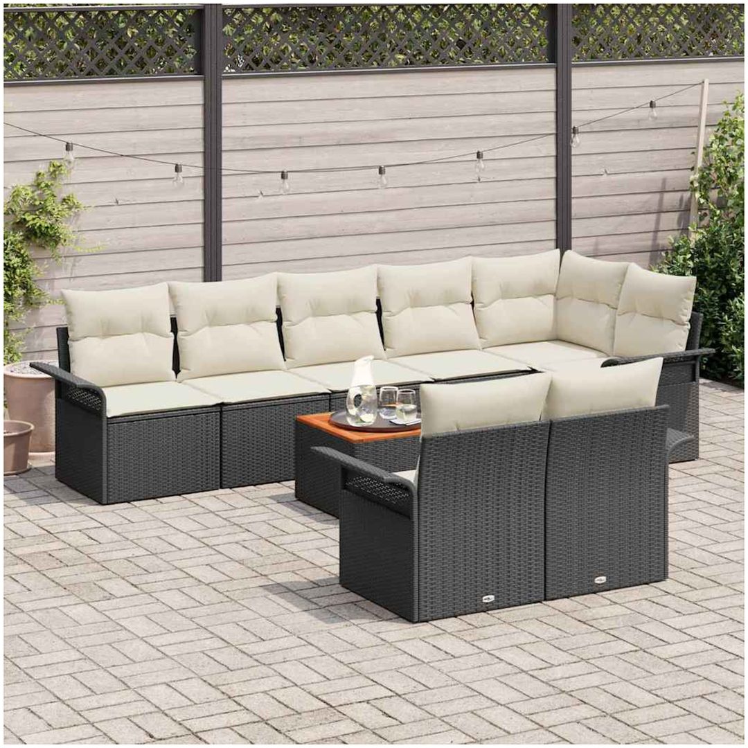 9 Delars Trädgårdsofa Set med Kuddar Svart Poly-Rotting Akacia vidaXL 55 x 55 x 37 cm – bild 3