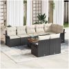 9 Delars Trädgårdsofa Set med Kuddar Svart Poly-Rotting Akacia vidaXL 55 x 55 x 37 cm – miniatyr 1