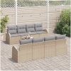 9-delars trädgårdsofaset med kuddar beige poly rattan vidaXL 55 x 55 x 37 cm – miniatyr 3