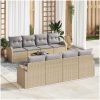 9-delars trädgårdsofaset med kuddar beige poly rattan vidaXL 55 x 55 x 37 cm – miniatyr 1
