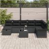 9-delars trädgårdsofaset med kuddar svart poly rattan vidaXL 297.5 x 187.5 x 85 cm – miniatyr 3