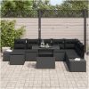 9-delars trädgårdsoffセット med kuddar i svart polyrattan vidaXL 100 x 55 x 73 cm – miniatyr 3