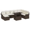 9-delars trädgårdsoff-set med bruna poly-rattankuddar vidaXL 100 x 55 x 73 cm – miniatyr 2