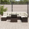 9-delars trädgårdsoff-set med bruna poly-rattankuddar vidaXL 100 x 55 x 73 cm – miniatyr 3