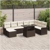 9-delars trädgårdsoff-set med bruna poly-rattankuddar vidaXL 100 x 55 x 73 cm – miniatyr 1