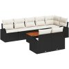 9-delars trädgårdsoff set med dynor svart poly rattan akacia vidaXL 55 x 55 x 37 cm – miniatyr 2
