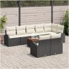 9-delars trädgårdsoff set med dynor svart poly rattan akacia vidaXL 55 x 55 x 37 cm – miniatyr 3