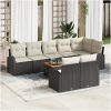 9-delars trädgårdsoff set med dynor svart poly rattan akacia vidaXL 55 x 55 x 37 cm – miniatyr 1