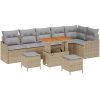 9 Delars Trädgårdsoff-set med Kuddar Beige Poly Rattan Akacia vidaXL Standard – miniatyr 2