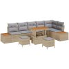9 Delars Trädgårdsoff Set med Kuddar Beige Poly Rattan Akacia vidaXL Stor – miniatyr 2