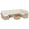9-delars trädgårdsoff set med kuddar beige poly rattan vidaXL 55 x 55 x 37 cm – miniatyr 2