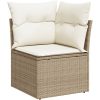 9-delars trädgårdsoff set med kuddar beige poly rattan vidaXL 55 x 55 x 37 cm – miniatyr 8